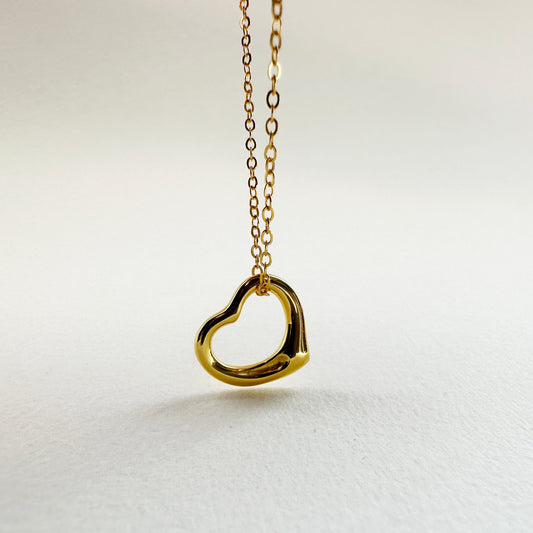 Gold Heart Necklace on 16 Inch Delicate Gold Chain in Gift Box